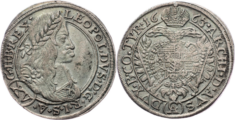 Leopold I., 15 Kreuzer 1663, Vienna Leopold I., 15 Kreuzer 1663, Vienna, Hol. WI...