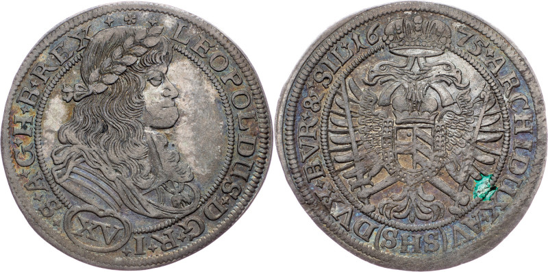 Leopold I., 15 Kreuzer 1675, SHS, Breslau Leopold I., 15 Kreuzer 1675, SHS, Bres...