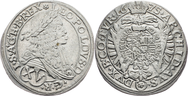 Leopold I., 15 Kreuzer 1675, Vienna Leopold I., 15 Kreuzer 1675, Vienna, Ag; aEF...