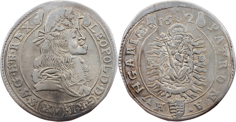 Leopold I., 15 Kreuzer 1682, KB Leopold I., 15 Kreuzer 1682, KB, 5,982 g, Ag, to...