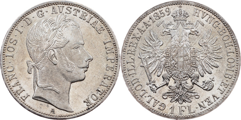 Franz Joseph I., 1 Gulden 1859, A Franz Joseph I., 1 Gulden 1859, A, 12,341 g, A...