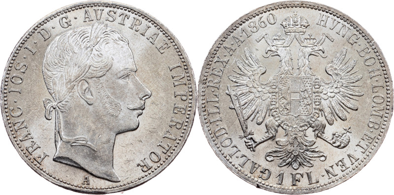 Franz Joseph I., 1 Gulden 1860, A Franz Joseph I., 1 Gulden 1860, A, 12,31 g, Ag...