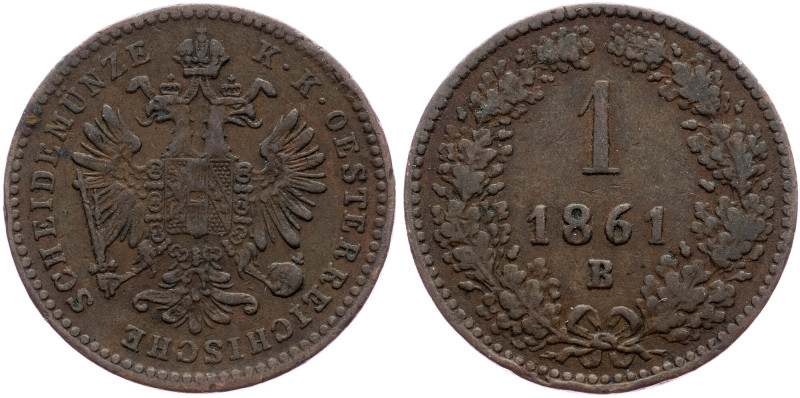 Franz Joseph I., 1 Kreuzer 1861, Kremnitz Franz Joseph I., 1 Kreuzer 1861, Kremn...