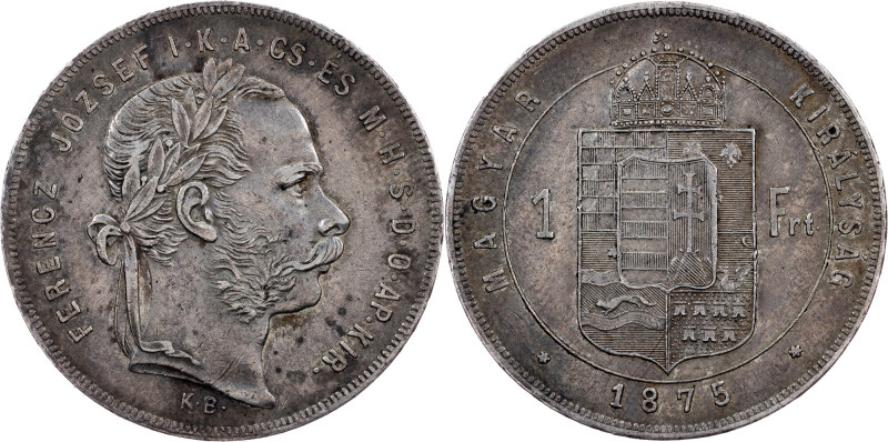 Franz Joseph I., 1 Forint 1875, KB Franz Joseph I., 1 Forint 1875, KB, 12,277 g,...