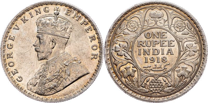 British India, 1 Rupee 1918, Bombay British India, 1 Rupee 1918, Bombay, KM# 524...