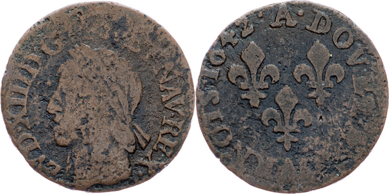 France, Double Tournois 1642 France, Double Tournois 1642, Toned; F

Grade: F