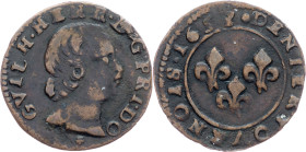 France, Denier tournois 1653, Orange