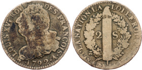 France, 2 Sols 1792, A