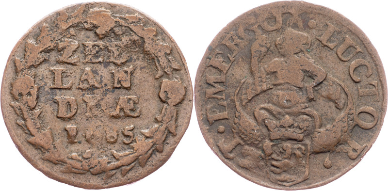 Zeeland, 1 Duit 1685 Zeeland, 1 Duit 1685, Copper, KM# 55; aVF

Grade: aVF