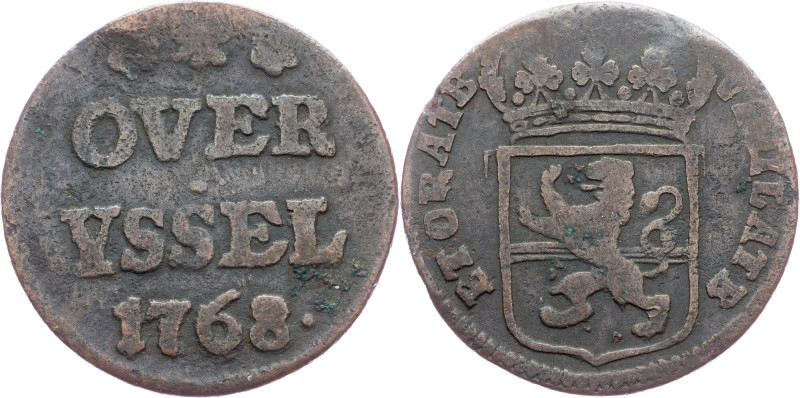 Overijssel, 1 Duit 1768 Overijssel, 1 Duit 1768, Copper, KM# 90, slightly wavy; ...