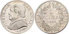 Papal states, 1 Lira 1866, R