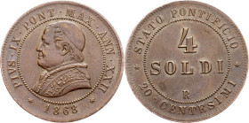 Papal states, 4 Soldi 1868, Rome