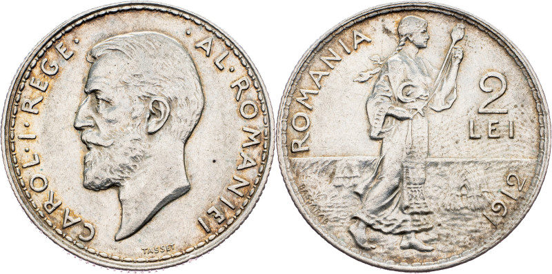 Romania, 2 Lei 1912, Brussels Romania, 2 Lei 1912, Brussels, Ag, KM# 43, toned; ...