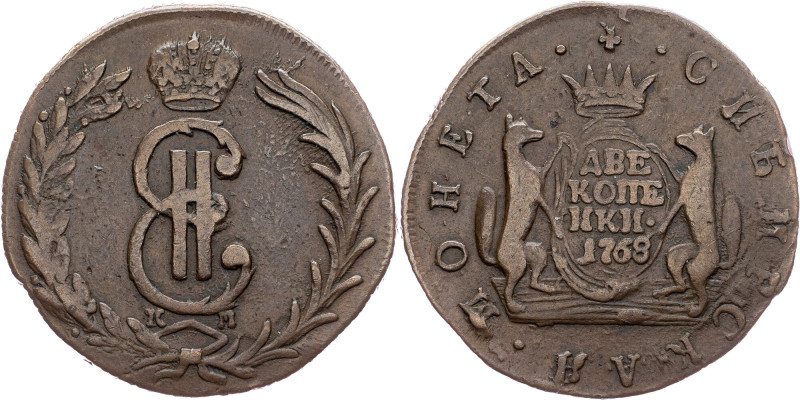 Siberian, 2 Kopecks 1768, КМ Siberian, 2 Kopecks 1768, КМ, Copper, Bit. 1100, Ra...