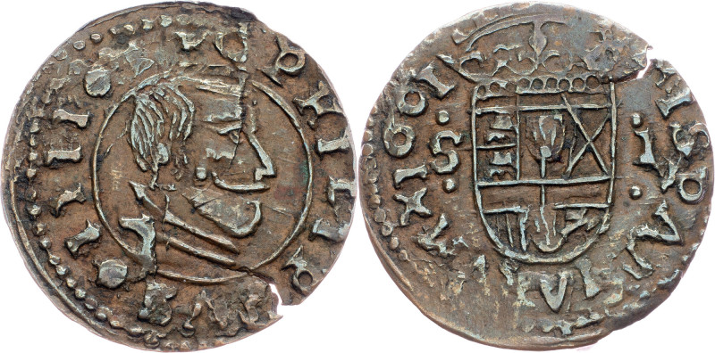 Spain, 8 Maravedis 1661 Spain, 8 Maravedis 1661, Copper, cracked; VF

Grade: V...