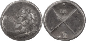 Greek Coins
THRACE. Chersonesos. AR Hemidrachm 2.37 g. 386-338 BC). Forepart of lion right, head left. / Quadripartite incuse square with alternating ...