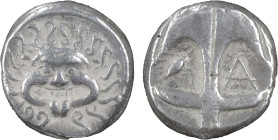 Greek Coins
THRACE. Apollonia Pontika. AR Drachm 2.48 g. Late 5th-4th centuries BC. Upright anchor; crayfish to left, A to right. / Facing gorgoneion....