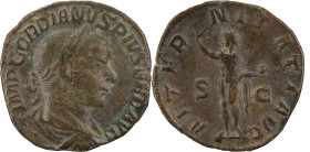 The Roman Empire
Gordian III. 240. AE Sestertius 18.74 g. IMP GORDIANVS PIVS FEL AVG, laureate, draped and cuirassed bust right / AETERNITATI AVG S-C,...