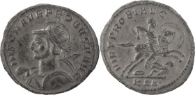 The Roman Empire
Probus. AE Antoninianus 3.76 g. Kyzikos. IMP C M AVR PROBVS AVG, Helmeted and cuirassed bust left with shield and spear over shoulder...
