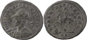 The Roman Empire
Probus AE Antoninianus 3.36 g. Siscia, 277 AD. VIRTVS PROBI AVG, radiate, helmeted and cuirassed bust left, holding spear and shield ...