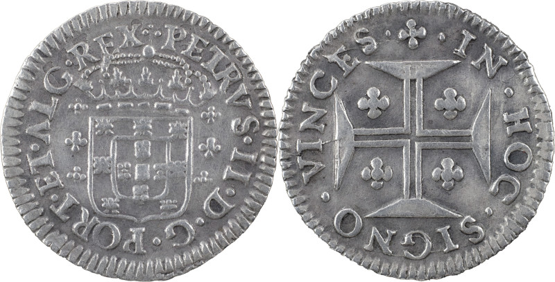 Portugal
D. Pedro II (1683-1706)
3 Vinténs Lisboa
AG: 35.05 2.14 g
MBC+