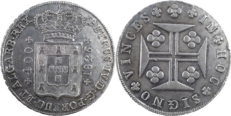 Portugal
D. Pedro IV (1826-1828)
Cruzado Novo Lisboa 1826
AG: 06.01 14.42 g
MBC