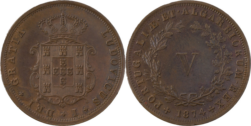 Portugal
D. Luís I (1861-1889)
5 réis 1874 Lisboa
AG: 02.06 6.40 g
BELA