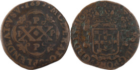 Angola
D. Pedro II (1683-1706)
20 réis 1697 PPPP
AG: 03.05 13.43 g
BC