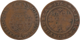 Angola
D. José I (1750-1777)
Quarto de macuta 1762
AG: 06.01 8.52 g
BC+