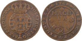 Angola
D. José I (1750-1777)
Meia macuta 1763
AG: 07.02 19.76 g
MBC-