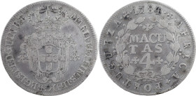 Angola
D. Maria I e D. Pedro III (1777-1786)
4 macutas 1784
AG: 05.02 5.74 g
MBC