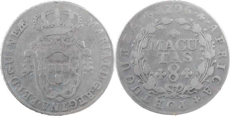 Angola
D. Maria I (1786-1799)
8 Macutas 1796
AG: 07.02 11.48 g
MBC