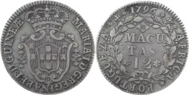 Angola
D. Maria I (1786-1799)
12 Macutas 1796
AG: 09.02 17.35 g
MBC