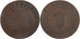 Angola
D. Maria II (1834-1853)
Carimbo "Escudete coroado" sobre meia macuta 1786
AG: 04.05 18.02 g
BC+