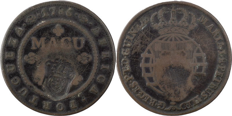 Angola
D. Maria II (1834-1853)
Carimbo "Escudete coroado" sobre macuta 1786
AG: ...