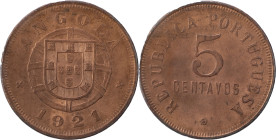 Angola
República Portuguesa (1910-Presente)
5 centavos 1921
AG: 05.01 7.93 g
BELA+