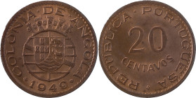 Angola
República Portuguesa (1910-Presente)
20 centavos 1949
AG: 11.02 3.04 g
SOBERBA