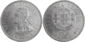 Angola
República Portuguesa (1910-Presente)
50 centavos 1927
AG: 14.01 10.39 g
BELA+