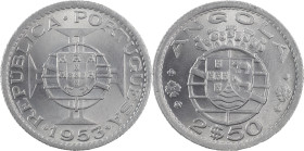Angola
República Portuguesa (1910-Presente)
2.5 Escudos 1953
AG: 18.01 3.52 g
SOBERBA