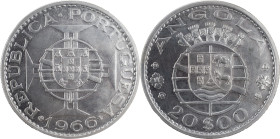 Angola
República Portuguesa (1910-Presente)
Prova incusa 20 Escudos 1966
AG: E8.03 12.03 g
SOBERBA