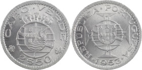 Cabo Verde
República Portuguesa (1910-Presente)
2.5 escudos 1953
AG: 10.01 3.48 g
SOBERBA