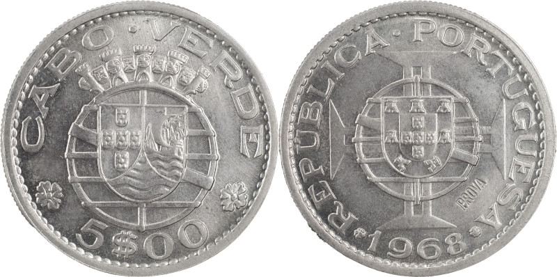 Cabo Verde
República Portuguesa (1910-Presente)
Prova de 5 escudos 1968
AG: E5.0...