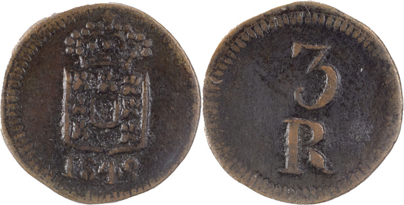 Índia Portuguesa
D. Maria II (1834-1853)
3 réis Goa 1848
AG: 02.03 1.84 g
BELA