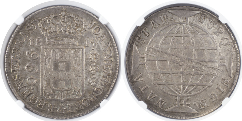 Moedas certificadas
Portugal - Brazil
D. João Regente 960 réis 1814 R
NGC AU 58...