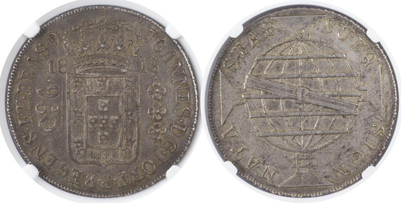 Moedas certificadas
Portugal - Brazil
D. João Regente 960 réis 1816 R
NGC AU 58...