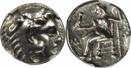 MACEDON. Kingdom of Macedon. Philip III, 323-317 B.C. AR Drachm, Uncertain Mint, ca. 323-317 B.C. NGC EF.
Pr-unlisted; Muller-unlisted. Head of Herac...