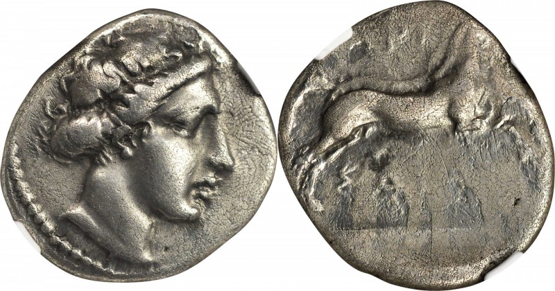 THESSALY. Larissa. AR Drachm (5.50 gms), ca. late 5th Century B.C. NGC Ch VF, St...