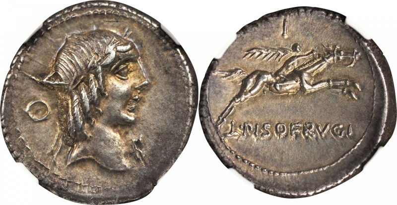 ROMAN REPUBLIC. L. Calpurnius Piso Frugi. AR Denarius (3.99 gms), Rome Mint, ca....