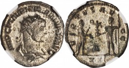 NUMERIAN, A.D. 283-284. BI Aurelianianus (3.16 gms), Antioch Mint. NGC MS, Strike: 5/5 Surface: 4/5. Silvering.
RIC-377. Radiate and cuirassed bust o...