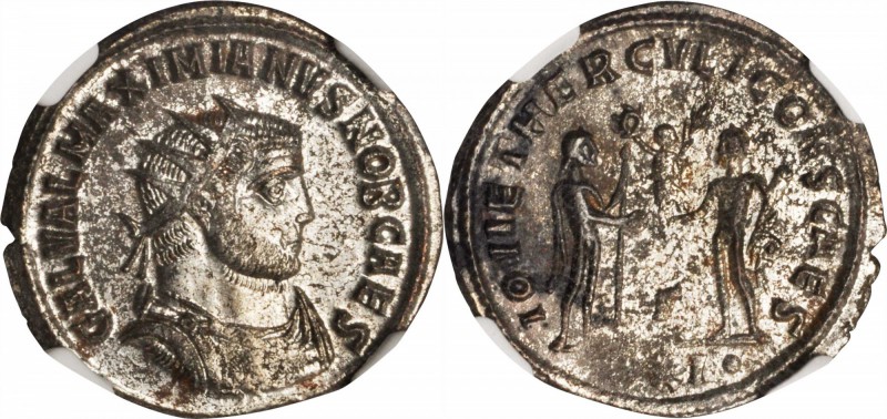 GALERIUS AS CAESAR, A.D. 293-305. BI Aurelianianus (3.55 gms), Antioch Mint. NGC...